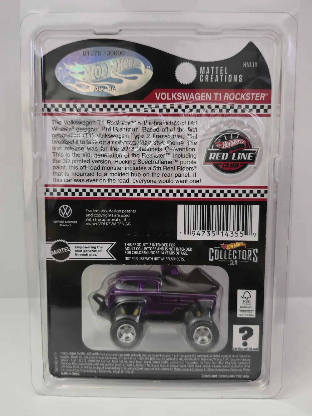 Mattel Hot Wheels Volkswagen T1 Rockster - Purple